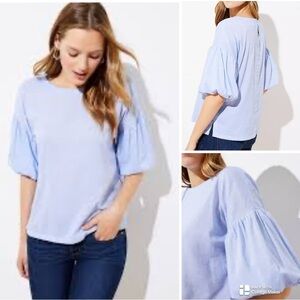 Loft Women's Light Blue Puff Sleeve Top